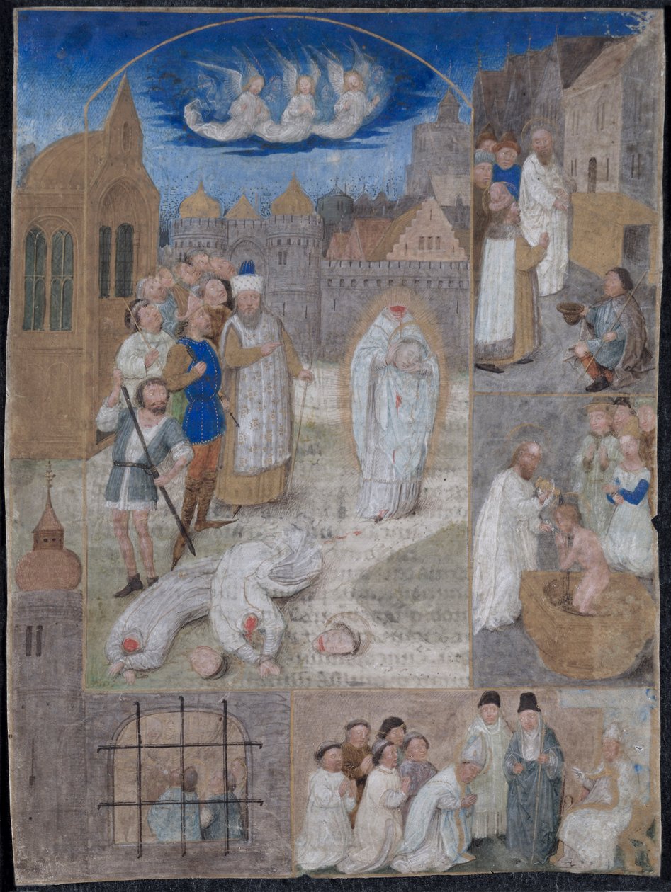 Blad Uitgesneden uit een Brevier van Karel de Stoute en Margaretha van York: Het Martelaarschap van Sint-Denis door Simon Marmion