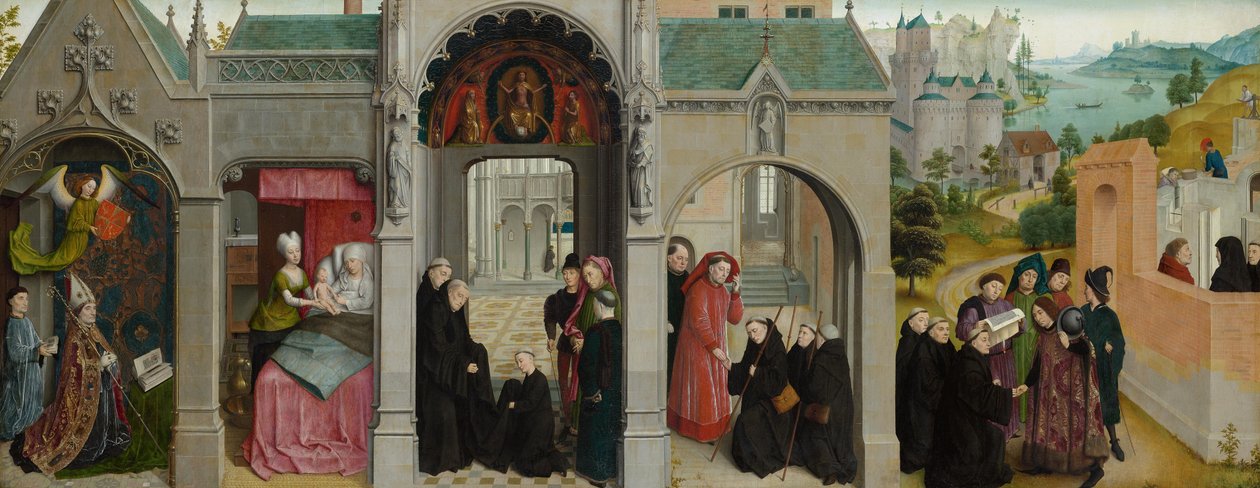 Scènes uit het leven van de heilige Bertinus - Aankondiging met profeten en evangelisten door Simon Marmion