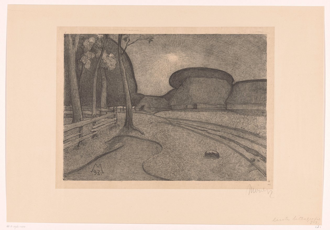 Landschap met boerderij door Simon Moulijn (signed by artist)