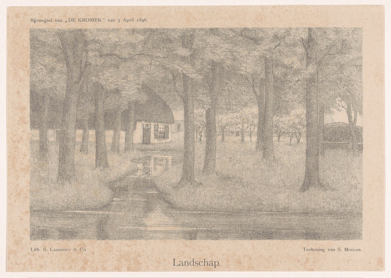 Boerderij tussen bomen door Simon Moulijn