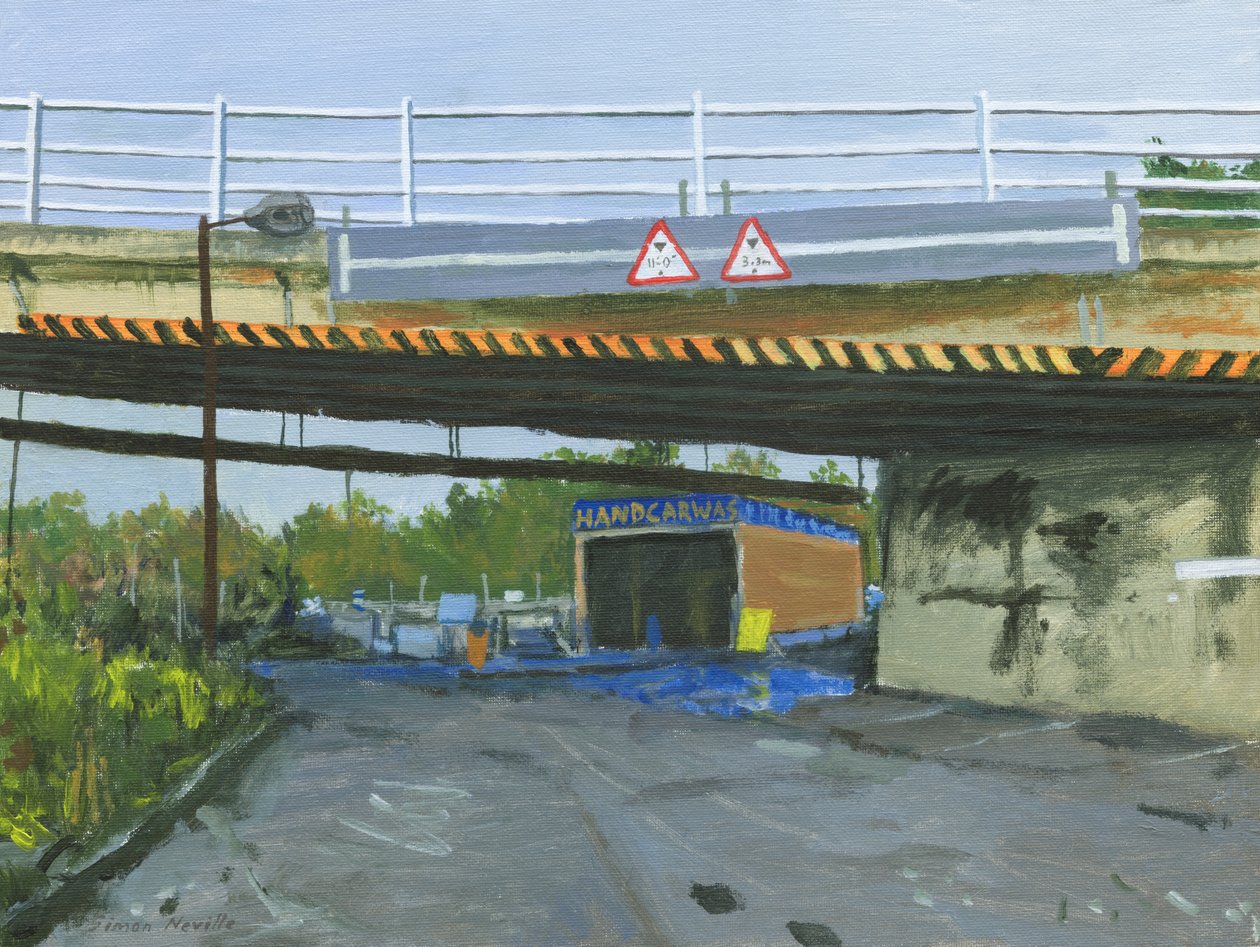 Hand car wash, 2024 (acryl op canvaspaneel) door Simon Neville