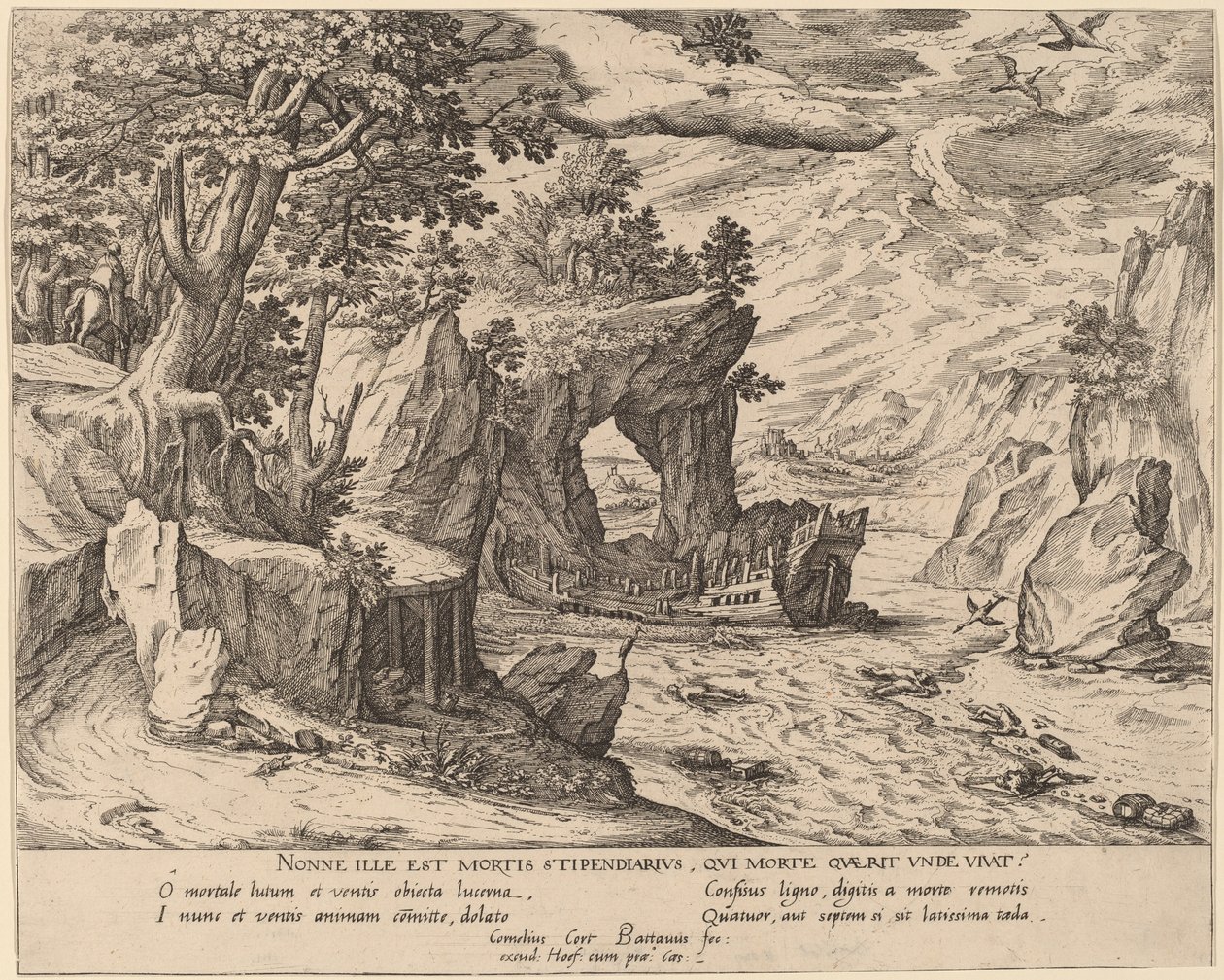 Na het schipbreuk door Simon Novellanus after Cornelis Cort