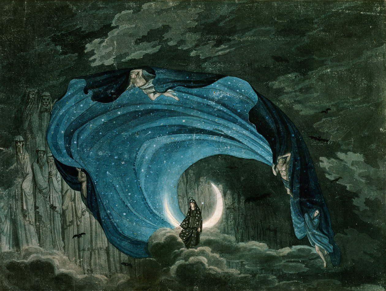Decor voor Koningin van de Nacht, Mozarts opera door Simon Quaglio