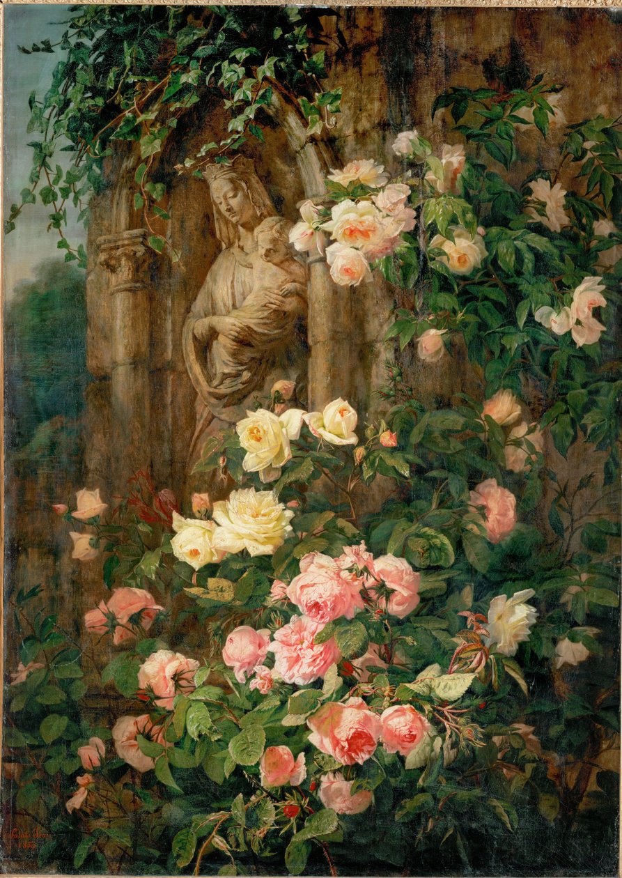 Le Benitier: Notre-Dame-des-Roses (schilderij op doek) door Simon Saint-Jean