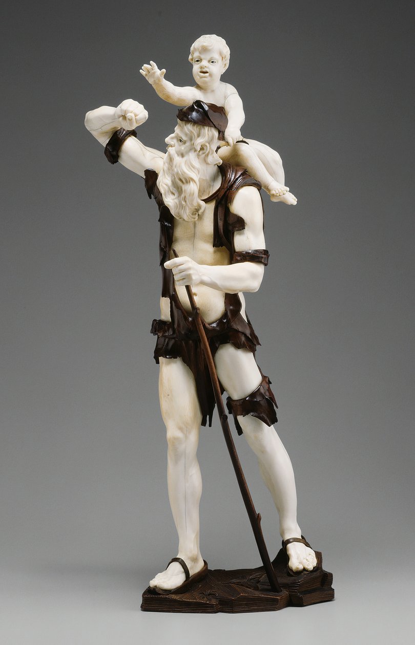 Oude Bedelaar die Kind Draagt, 1735-50 door Simon Troger