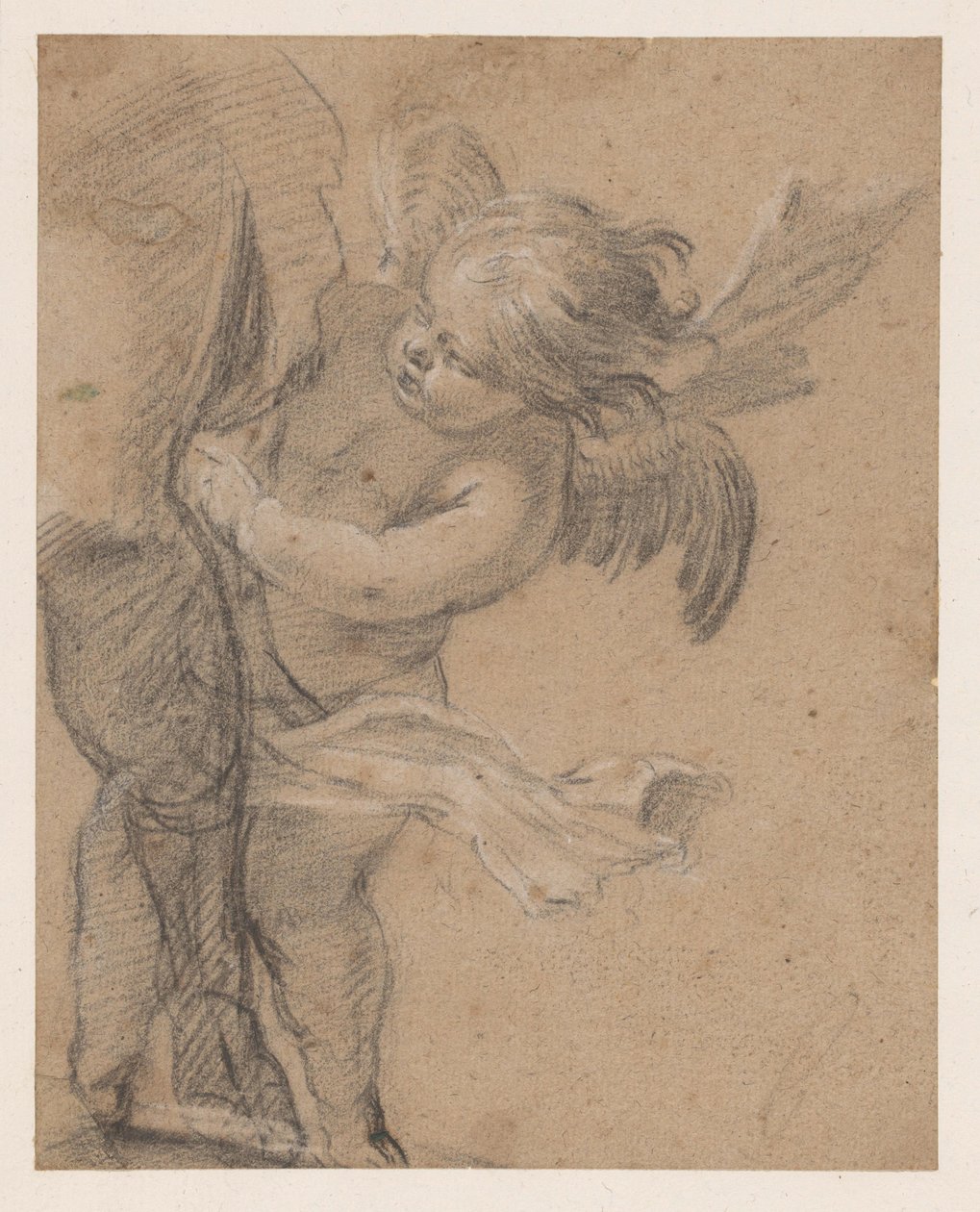 Engeltje bij het been van de H. Rochus door Simon Vouet