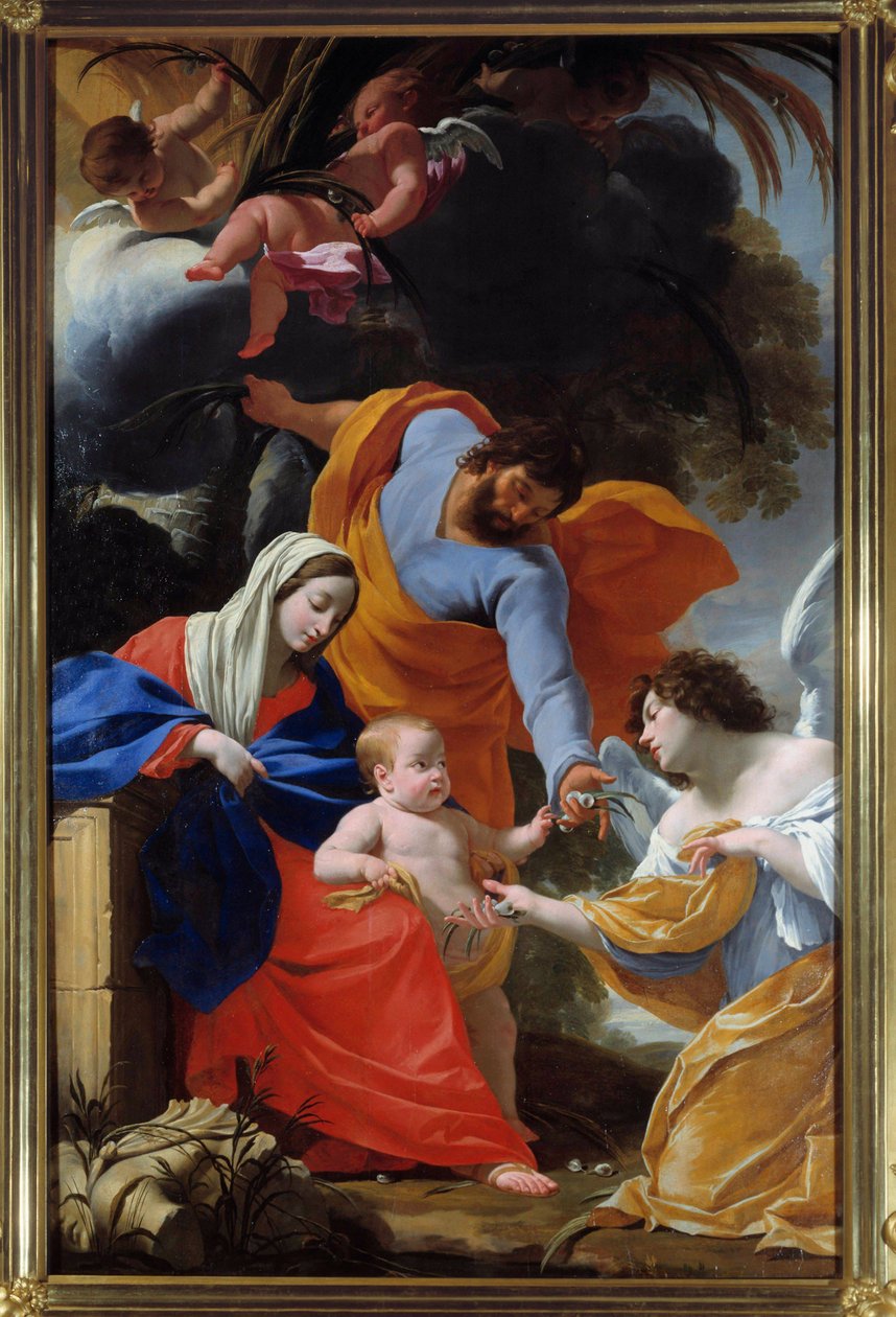 De rust van de Heilige Familie. Grenoble, Musée des Beaux Arts door Simon Vouet