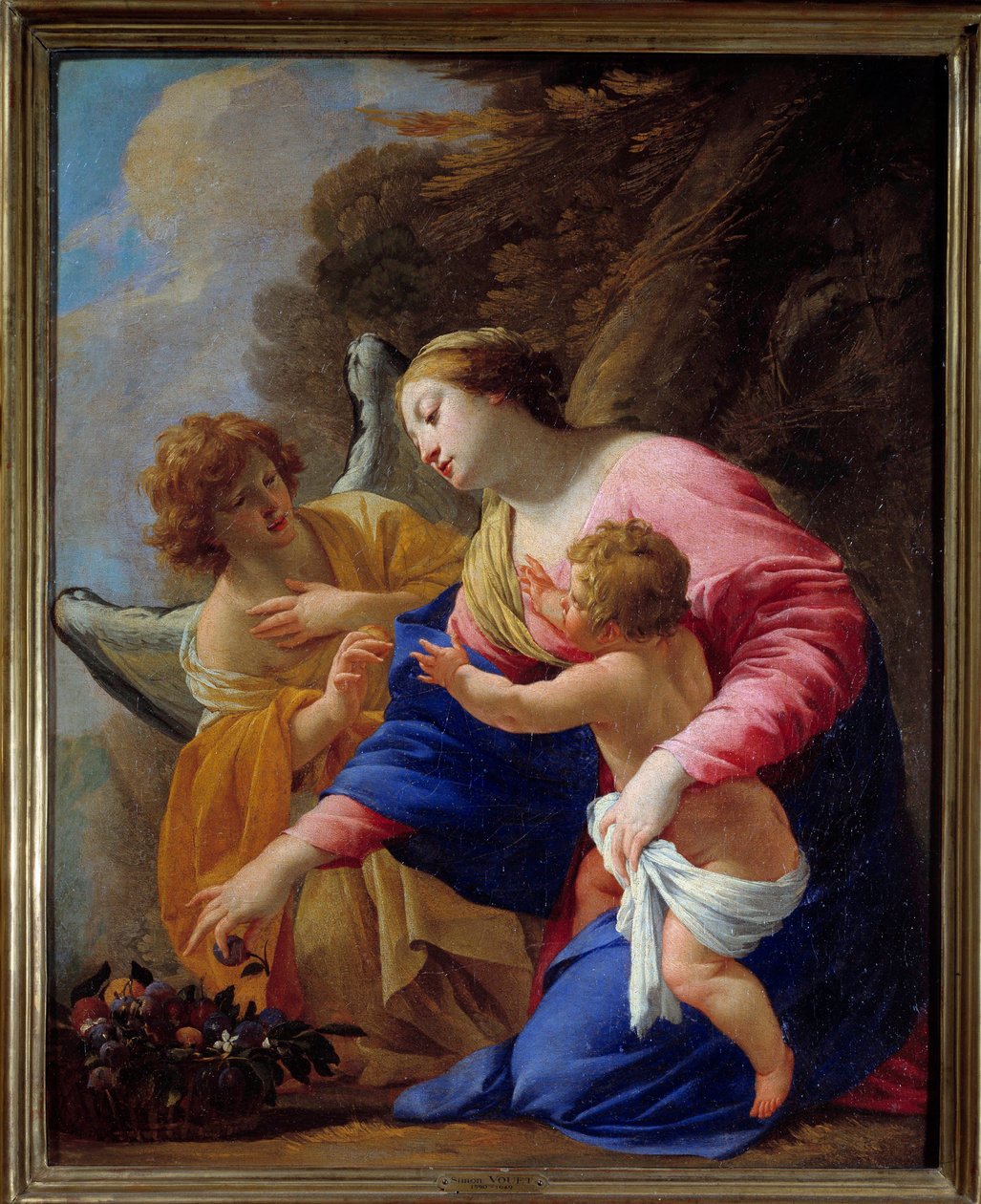 De Maagd en de Engel Schilderij door Simon Vouet (1590-1649) 1641 Caen, Museum voor Schone Kunsten door Simon Vouet