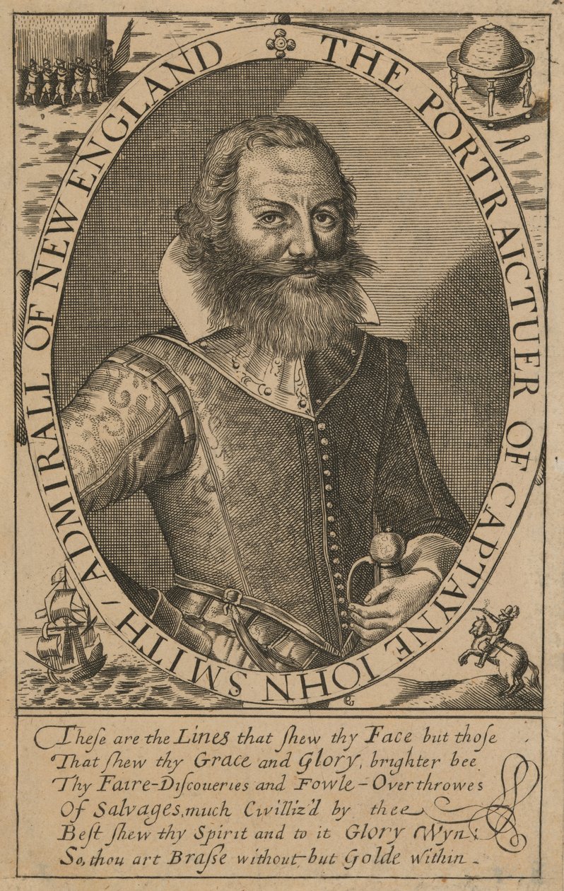 John Smith (1579/80-1631), c.1617 (engraving) door Simon de (after) Passe