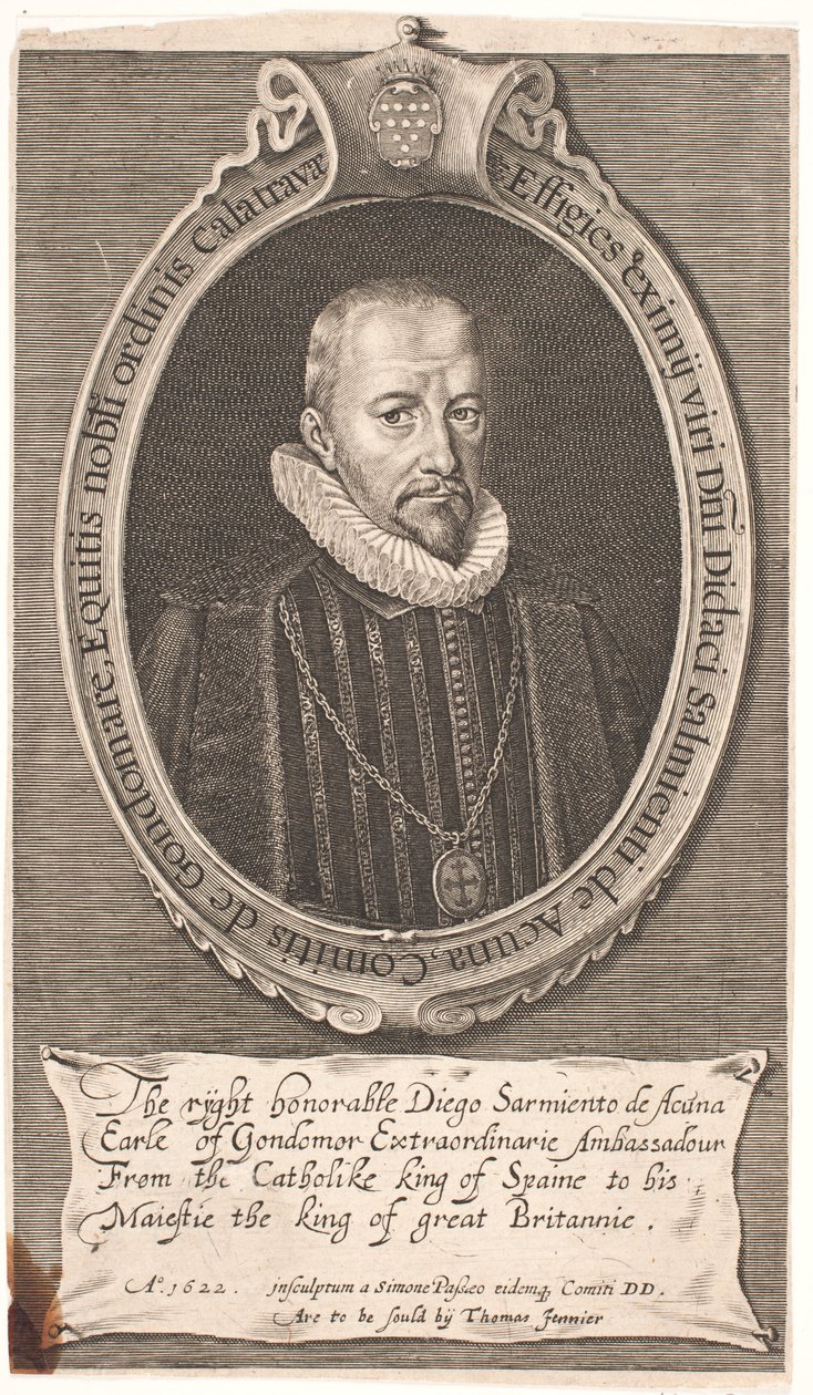 Diego Sarmiento de Acuna, graaf van Godomar. Spaanse gezant in Londen door Simon de Pas