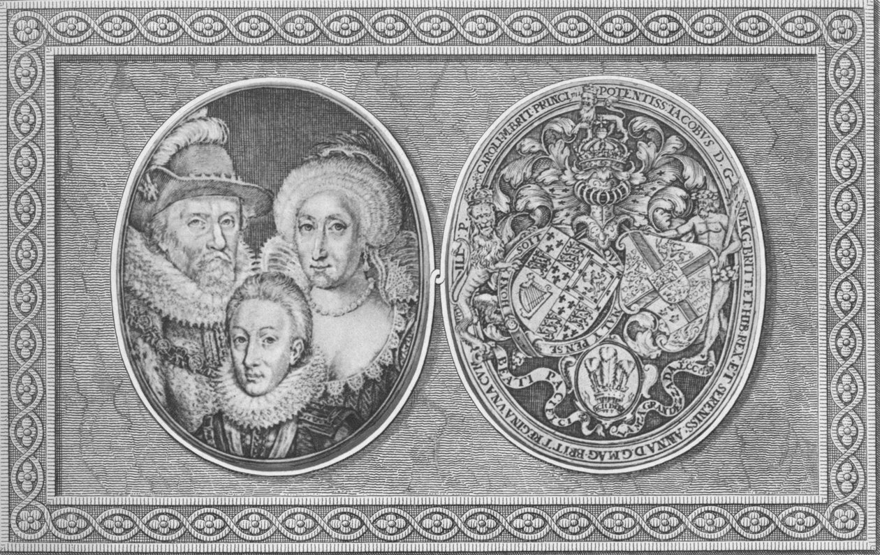James I Anne van Denemarken en Henry, Prins van Wales, 1612, 1904 door Simon de Passe