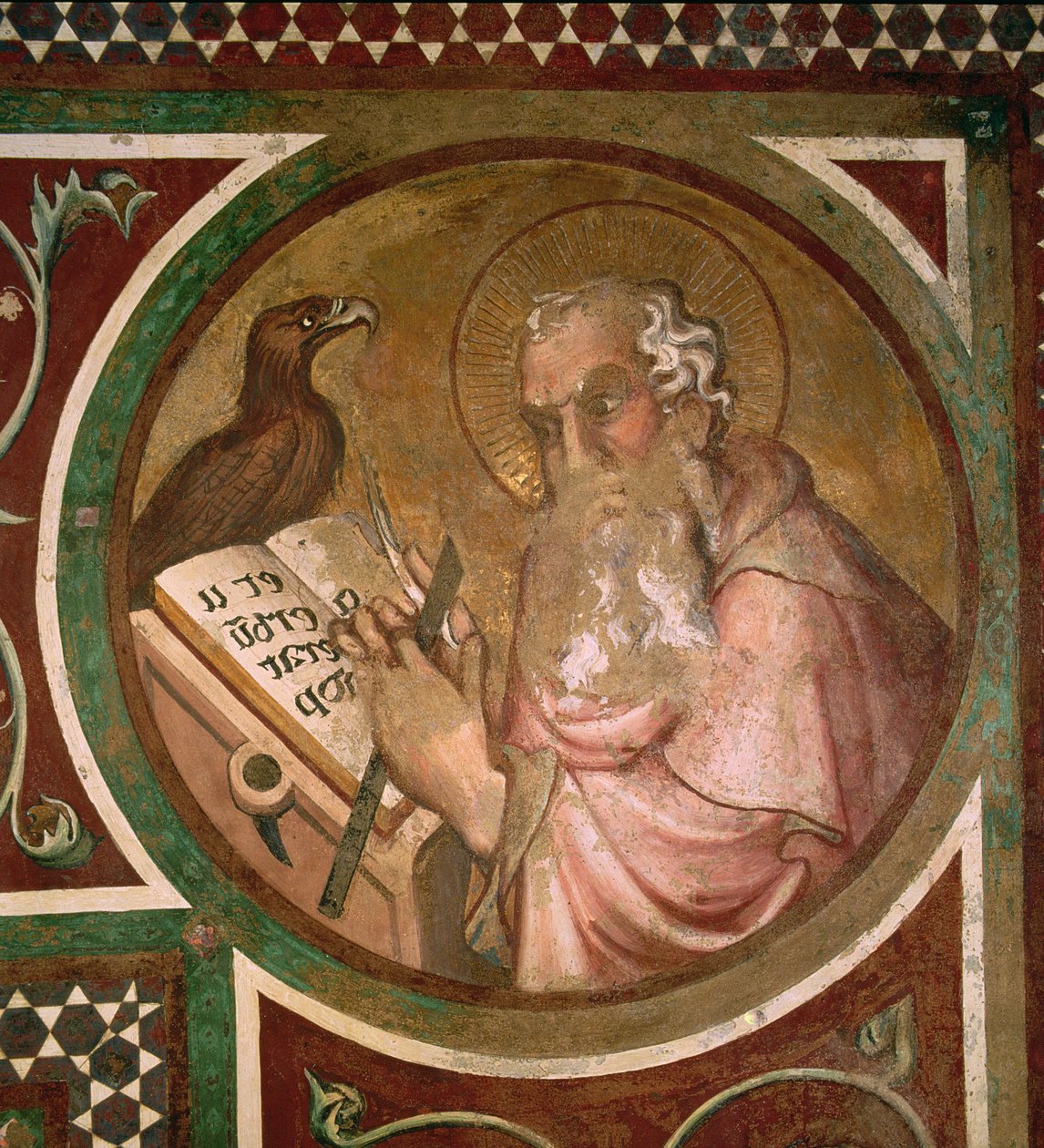 Maesta: St. Johannes de Evangelist, detail van het frame, 1315 (detail) door Simone Martini