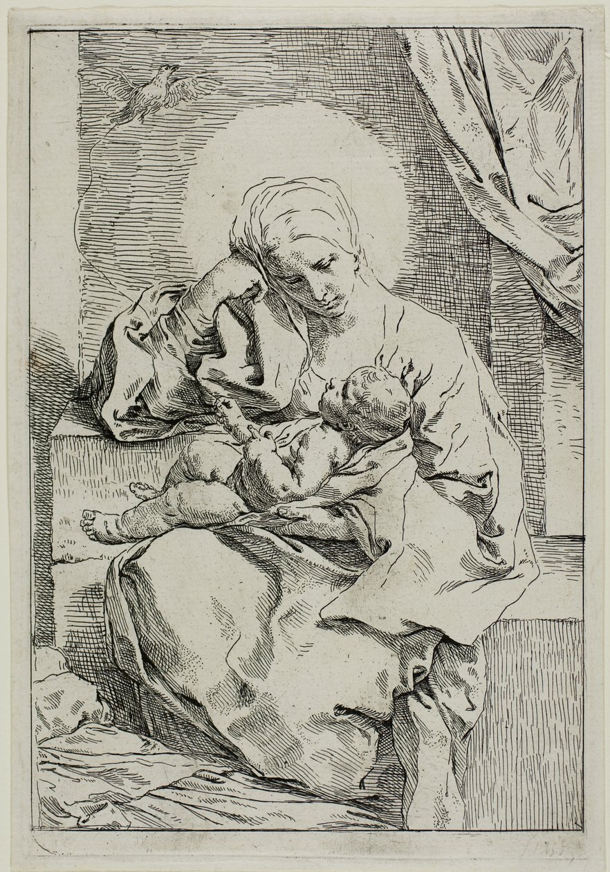 Madonna en Kind met een Vink door Simone Cantarini