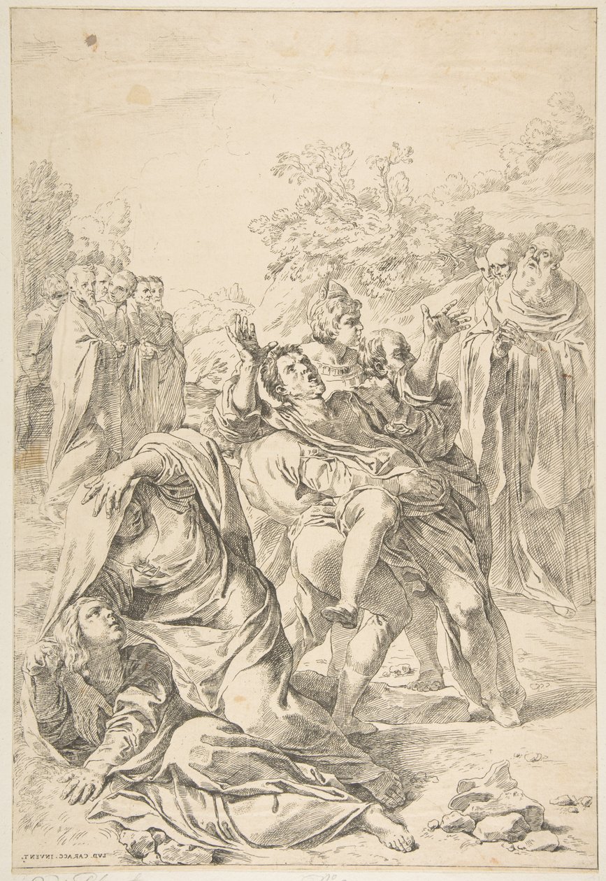 Sint Benedictus die een demon uitdrijft door Simone Cantarini
