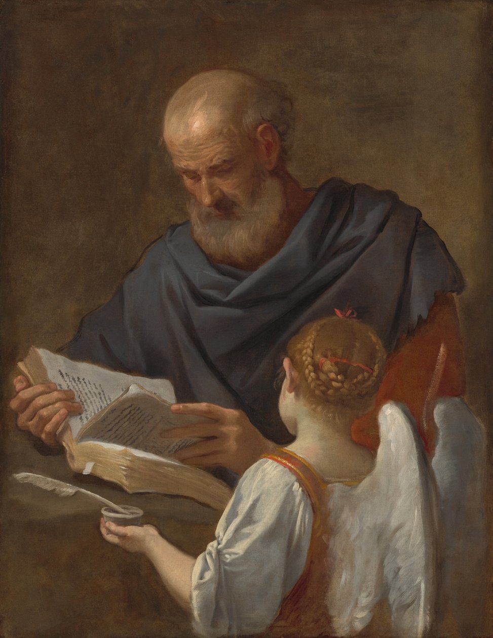 Sint Matteüs en de engel door Simone Cantarini
