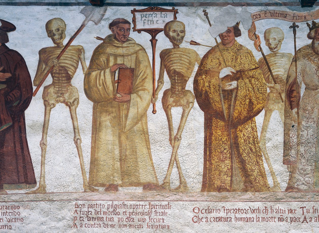 Dood met de monnik (detail) door Simone II Baschenis