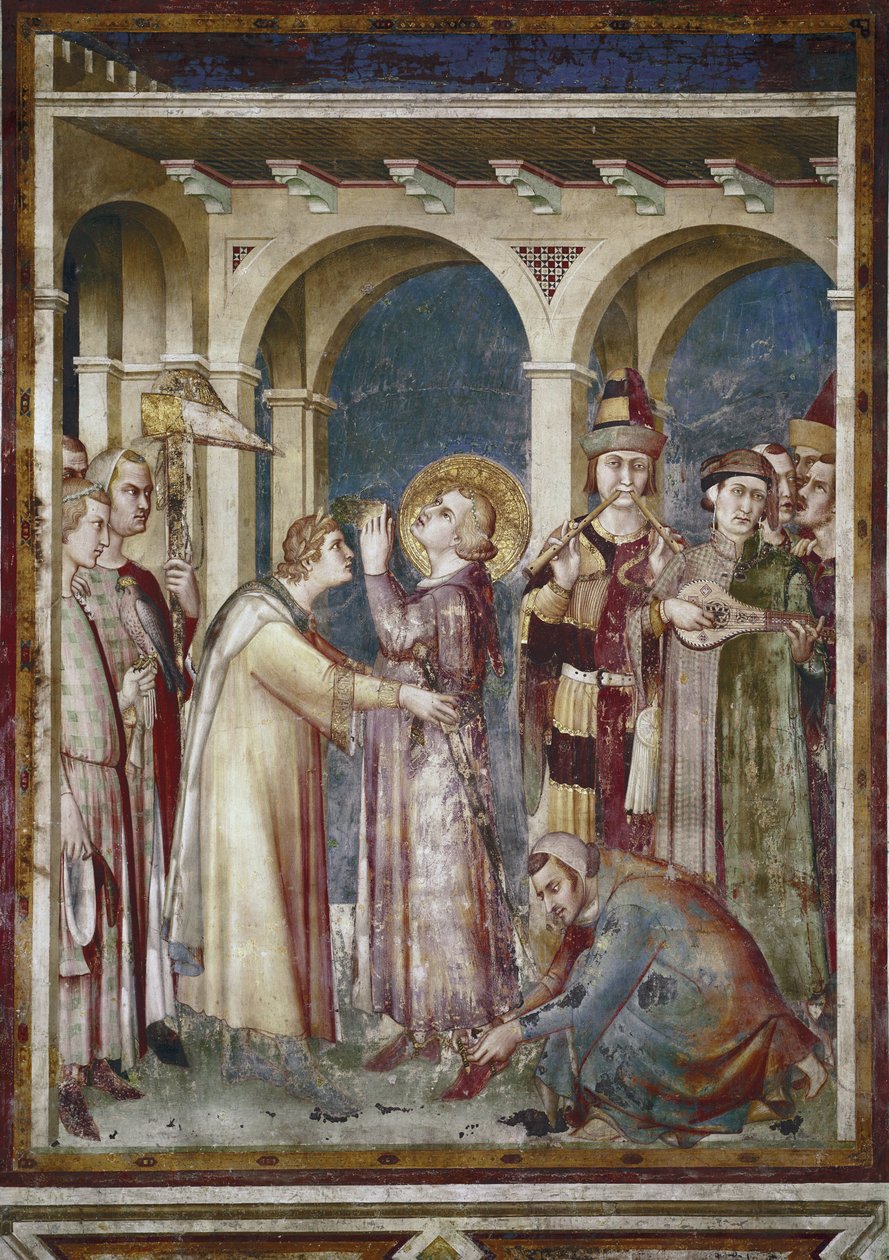 Fresco van het leven van Sint Martin (detail van Sint Martin als ridder) door Simone Martini