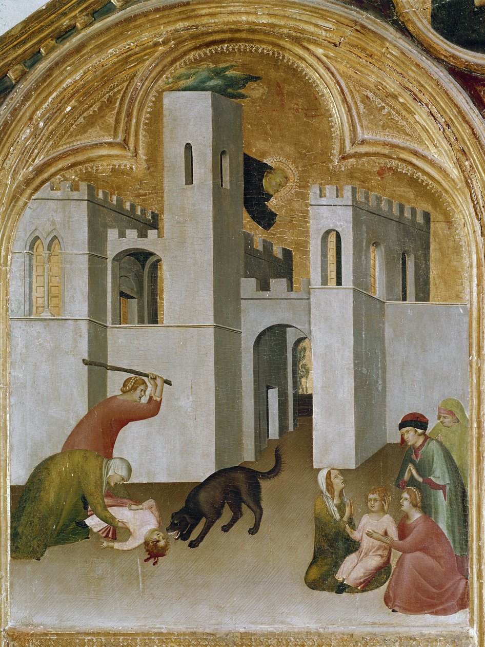 Het wonder van het kind gegrepen tussen de kaken van een wolf door Simone Martini