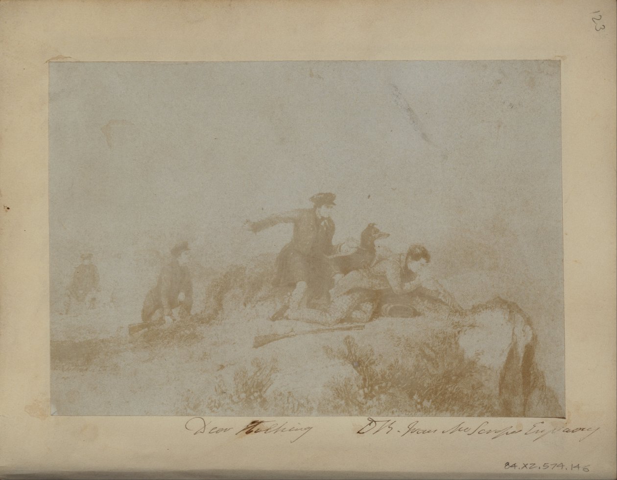 Hertenjacht, uit een gravure door Sir David Brewster