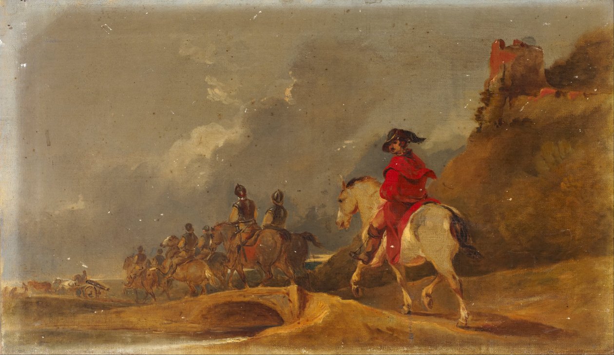 Cavalerie in een landschap door Sir Peter Francis Bourgeois
