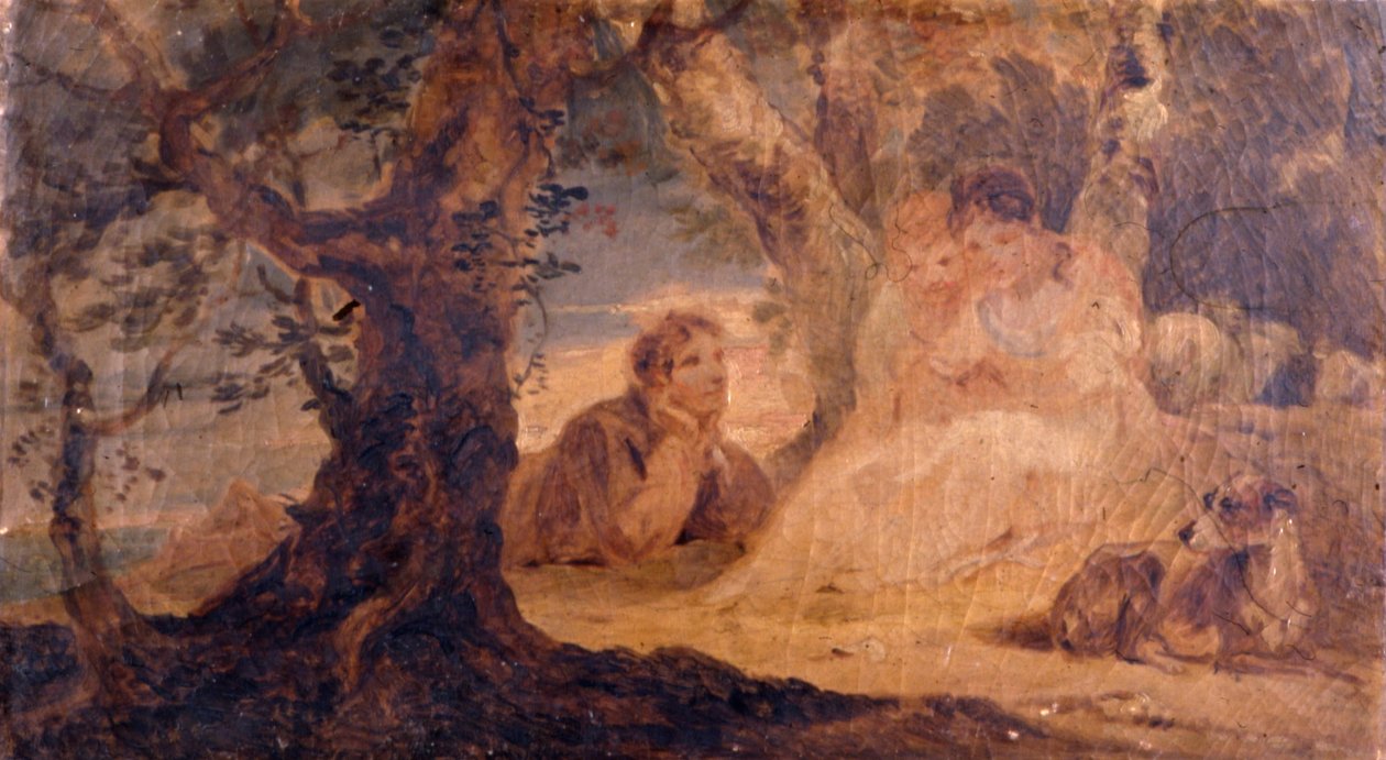 Figuren in een landschap door Sir Peter Francis Bourgeois