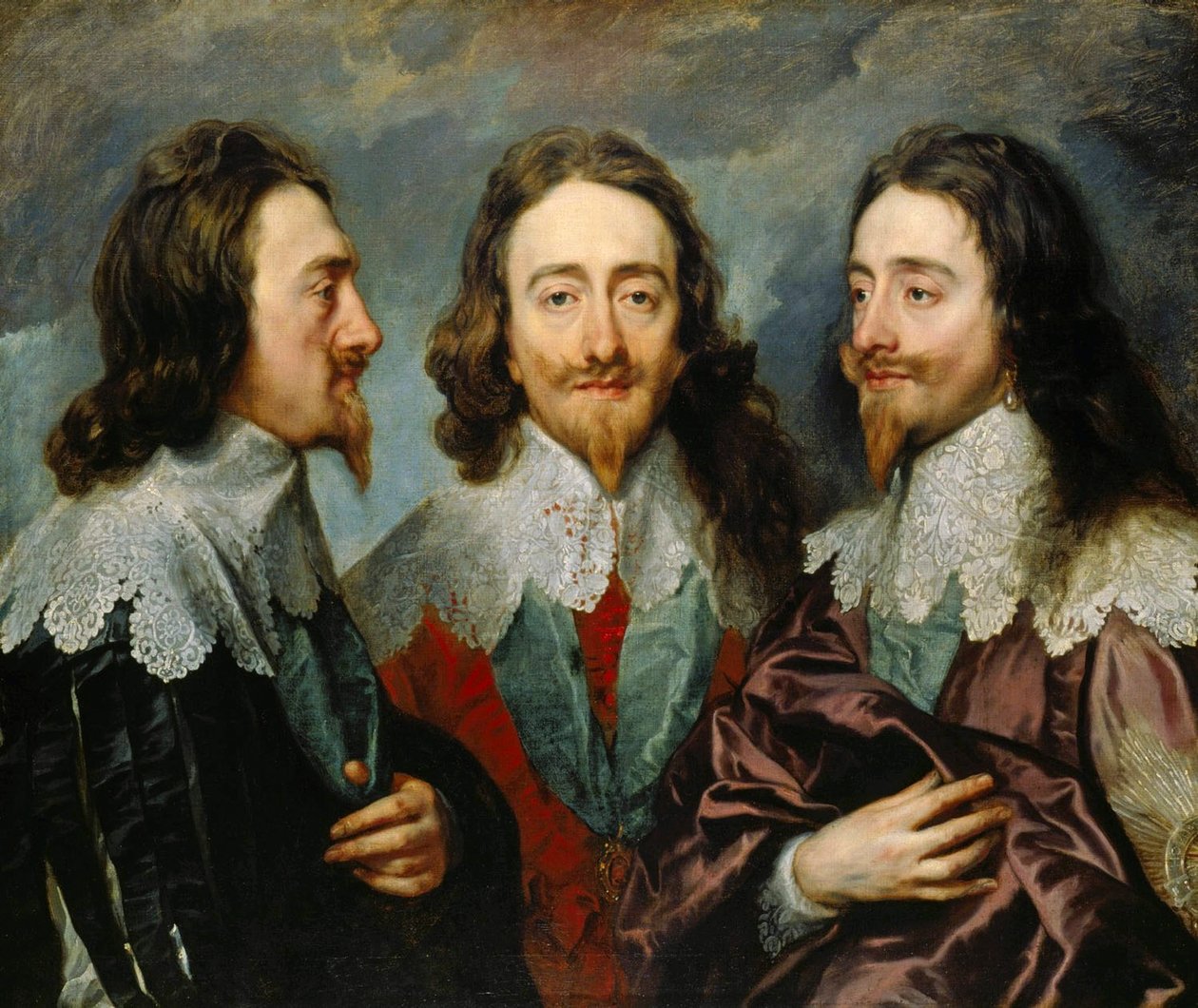 Karel I, koning van Engeland 1600-1649, vanuit drie hoeken Het Drievoudige Portret, 1636 door Sir Anthony van Dyck
