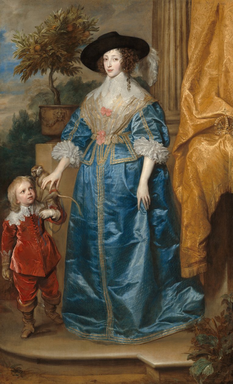 Koningin Henrietta Maria met Sir Jeffrey Hudson door Sir Anthony van Dyck