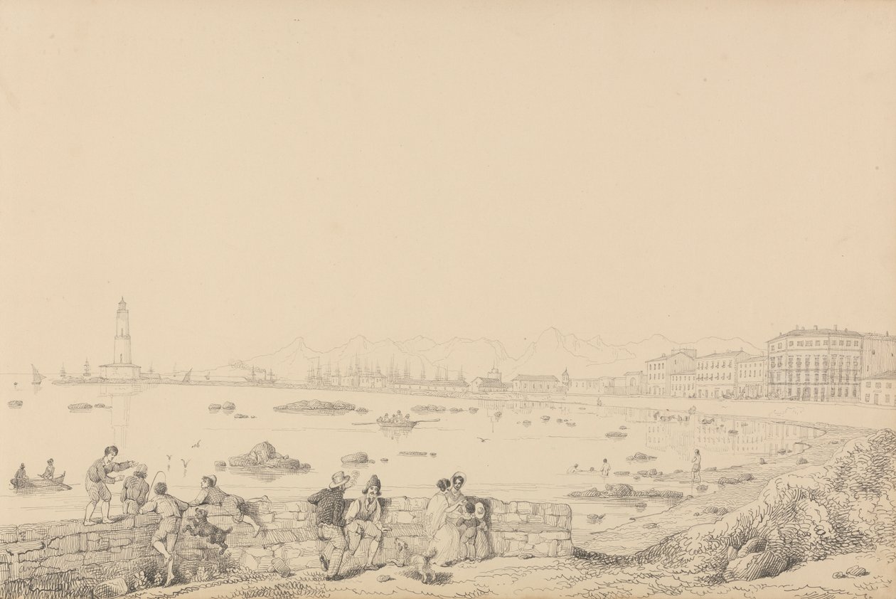 Album van 30 uitzichten in Tirol en Italië: Livorno, Villa Caprille - Algemeen uitzicht 1 september 1841 door Sir Charles D
