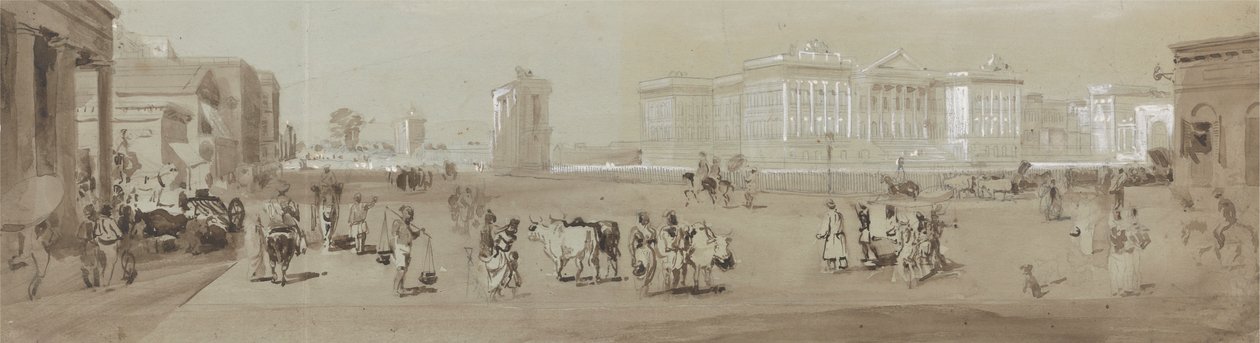 Regeringsgebouw vanuit de bibliotheek van St. Andrew - Calcutta door Sir Charles D