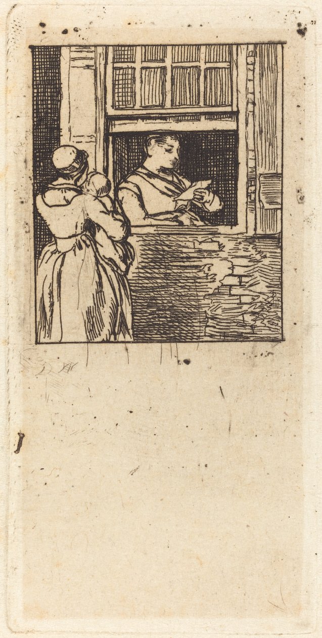 Vrouw bij een raam, een brief lezend door Sir David Wilkie