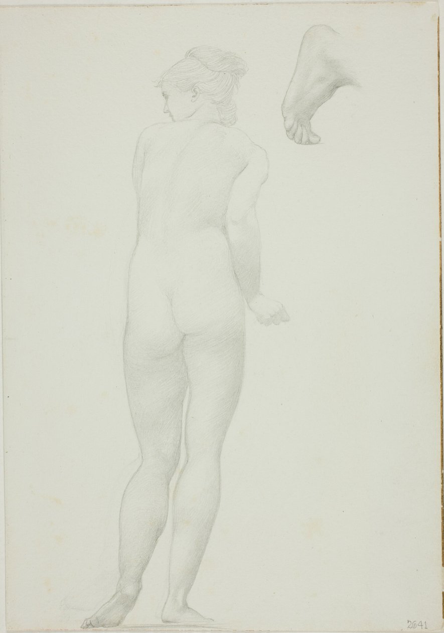 Achteraanzicht van Staande Naakte Vrouw en Schets van een Voet door Sir Edward Burne Jones