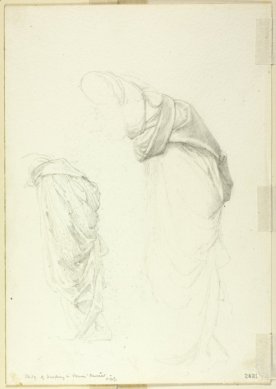 Draperie, twee studies voor De Spiegel van Venus door Sir Edward Burne Jones