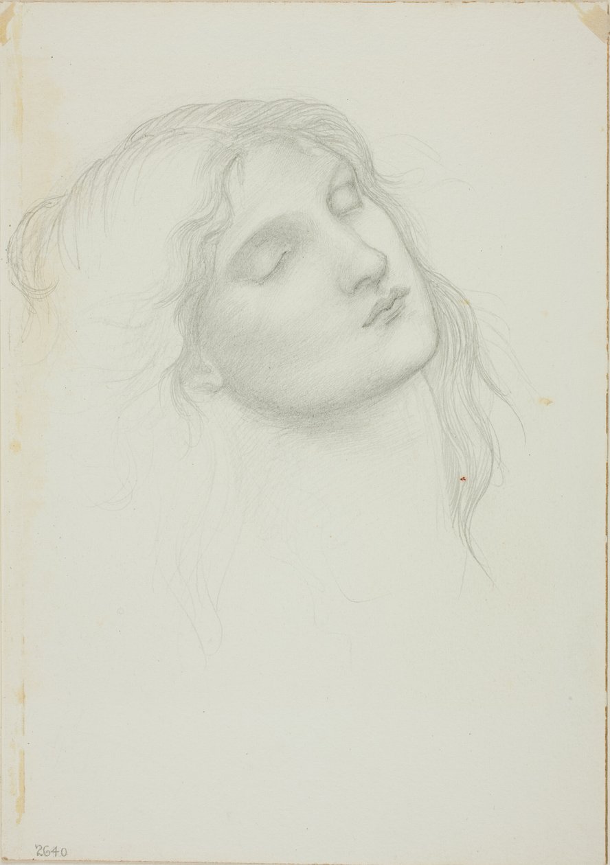 Hoofd van een vrouw met gesloten ogen door Sir Edward Burne Jones