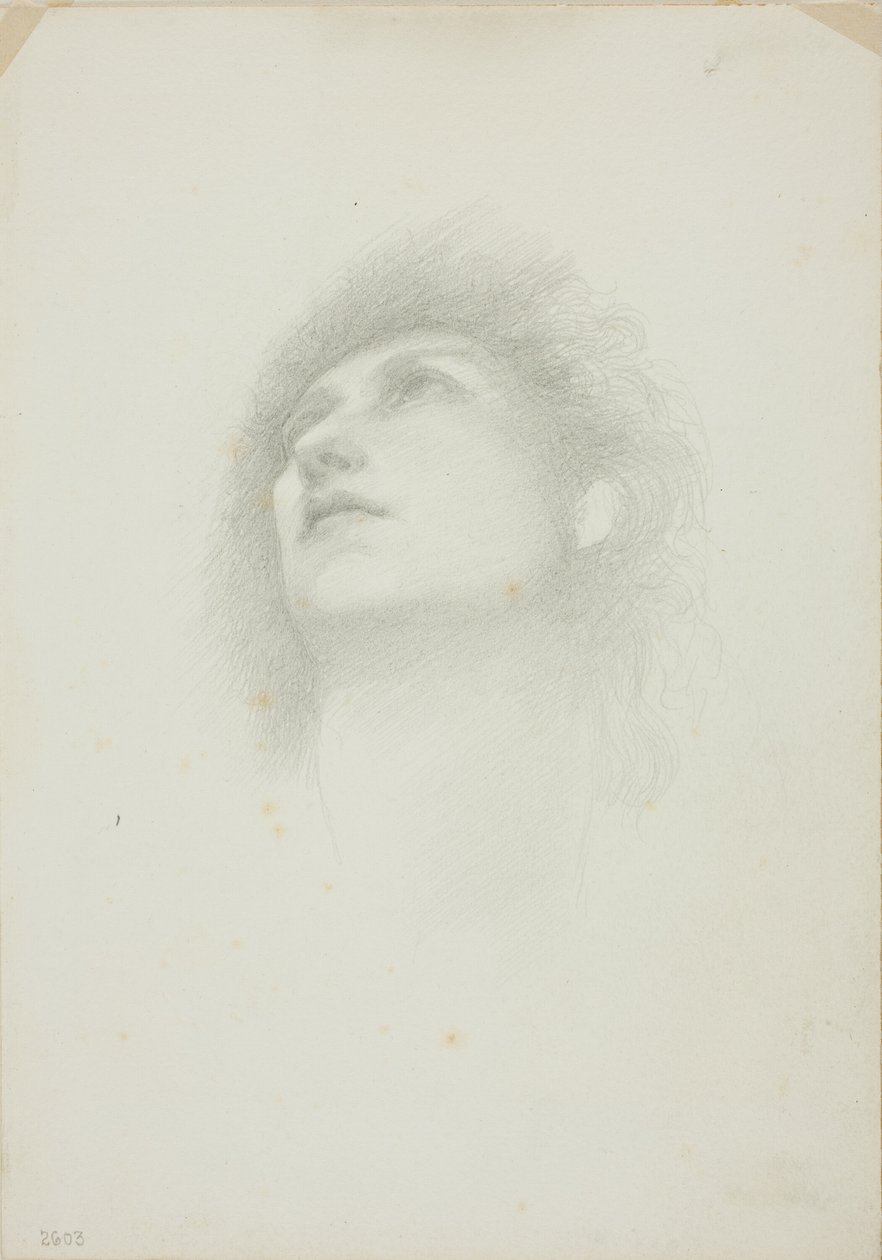 Hoofd van een Vrouw met Opgeheven Gezicht door Sir Edward Burne Jones