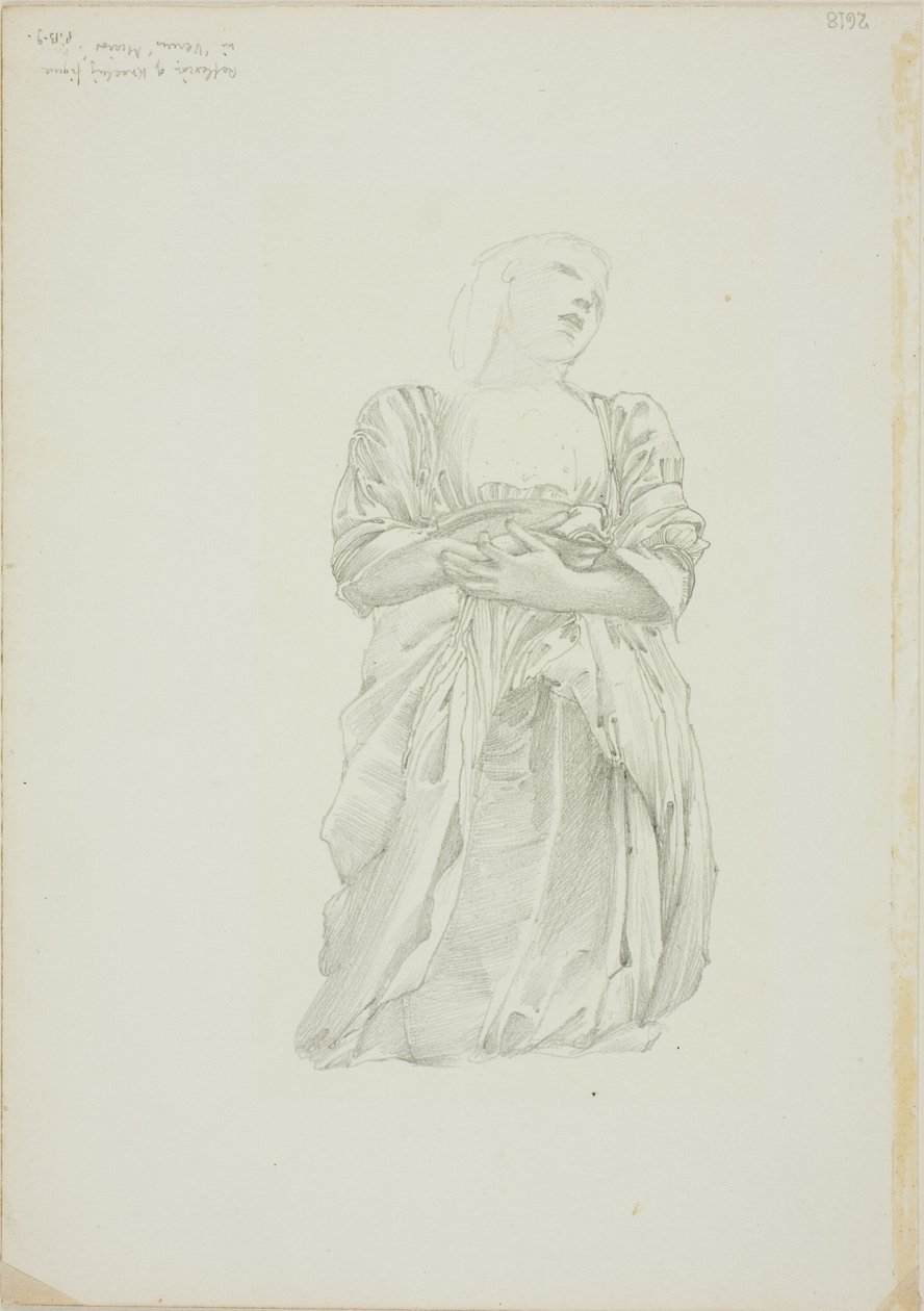 Reflectie van knielende vrouwelijke figuur, studie voor De Spiegel van Venus door Sir Edward Burne Jones