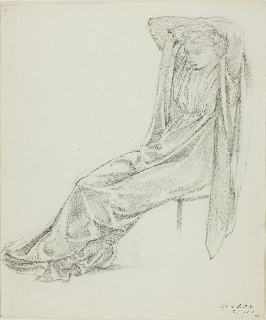 Zittende vrouwelijke figuur door Sir Edward Burne Jones