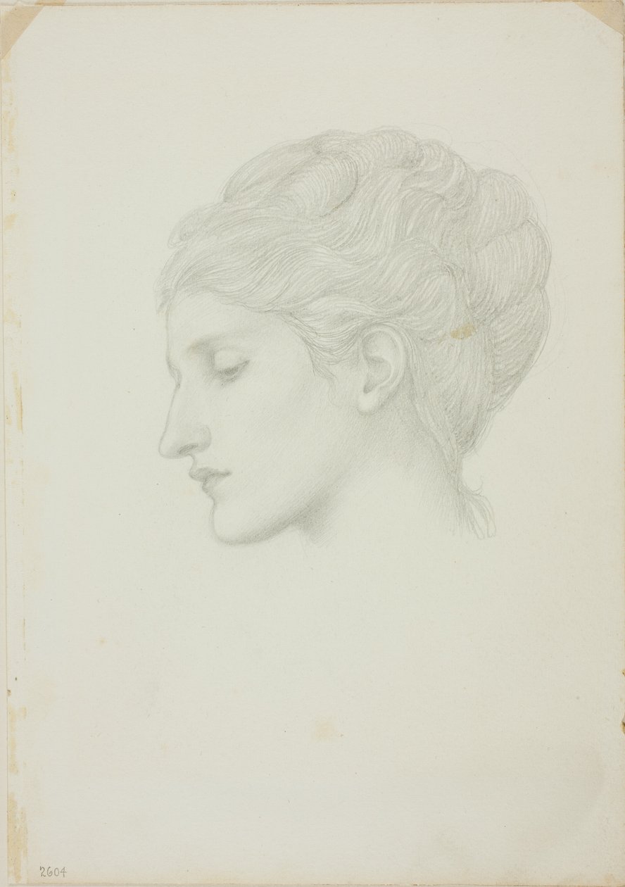 Vrouwenhoofd in profiel naar links door Sir Edward Burne Jones