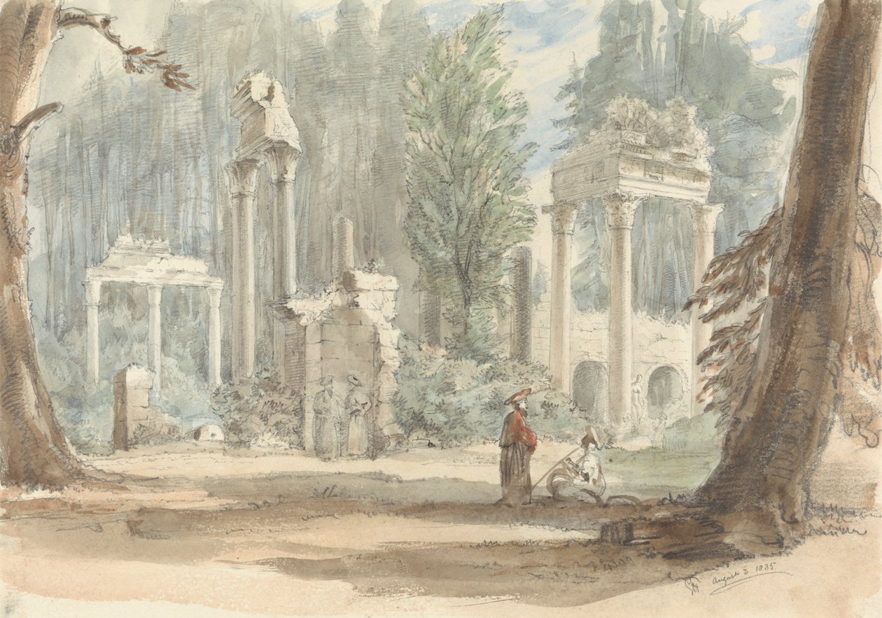 De Ruïnes van Leptis Magna zoals ze Verschijnen in het Koninklijk Park bij Virginia Water door Sir George Hayter