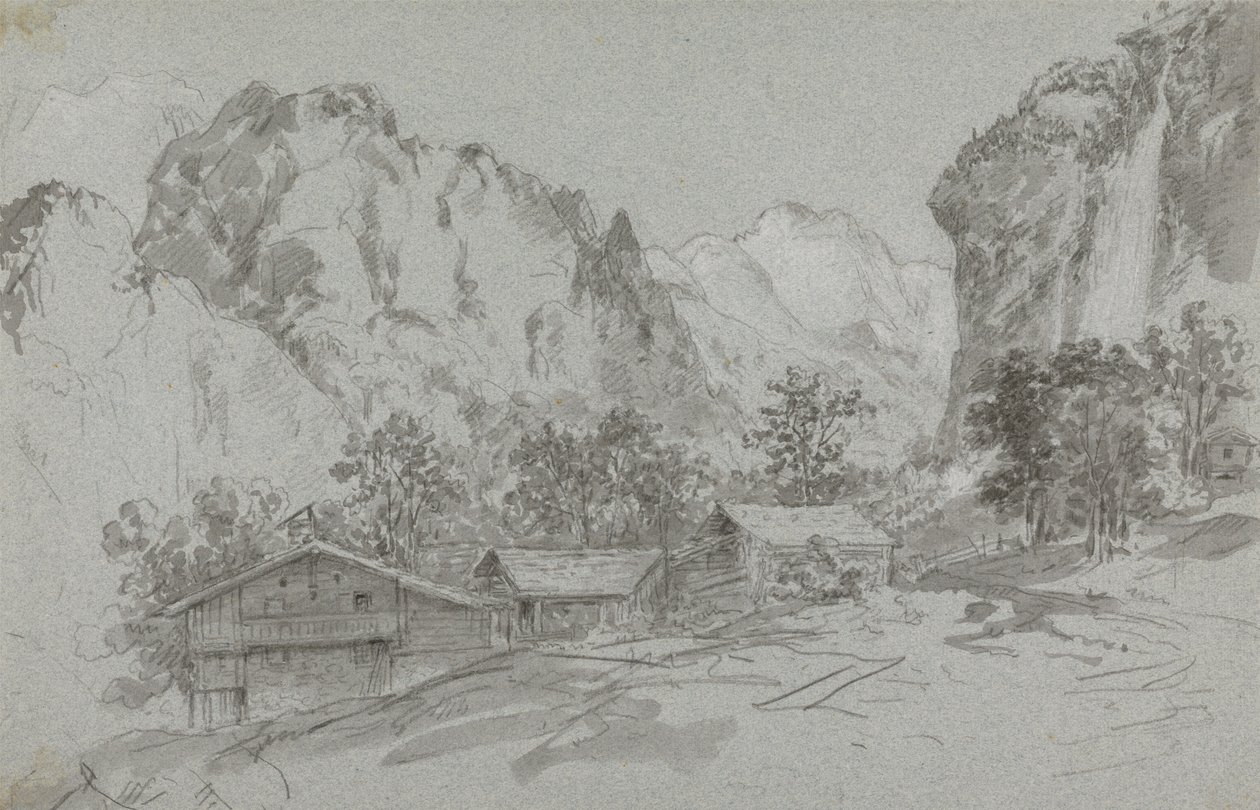 Vanuit het raam van de herberg in Lauterbraun door Sir George Howland Beaumont seventh Baronet