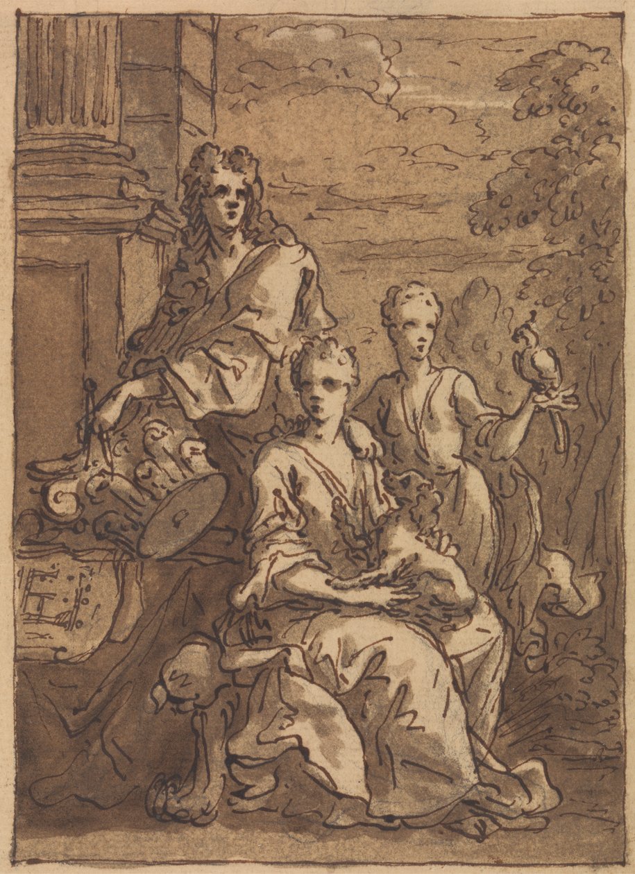 Ontwerp voor een portret van een architect of schilder door Sir James Thornhill