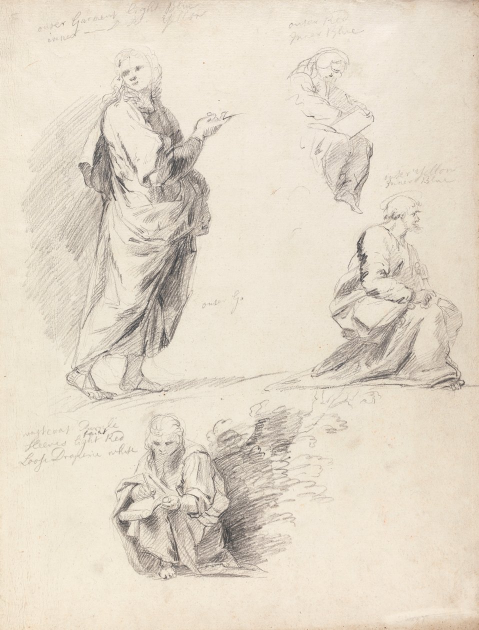 Blad met figuurstudies van Raphael