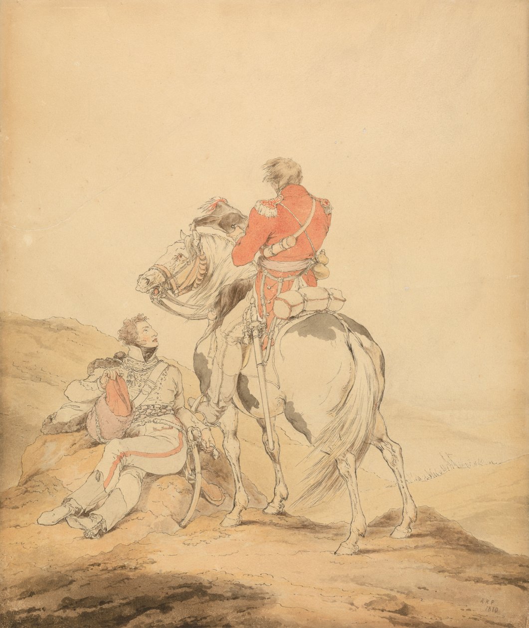 Een Britse stafofficier en een officier van de huzaren door Sir Robert Kerr Porter