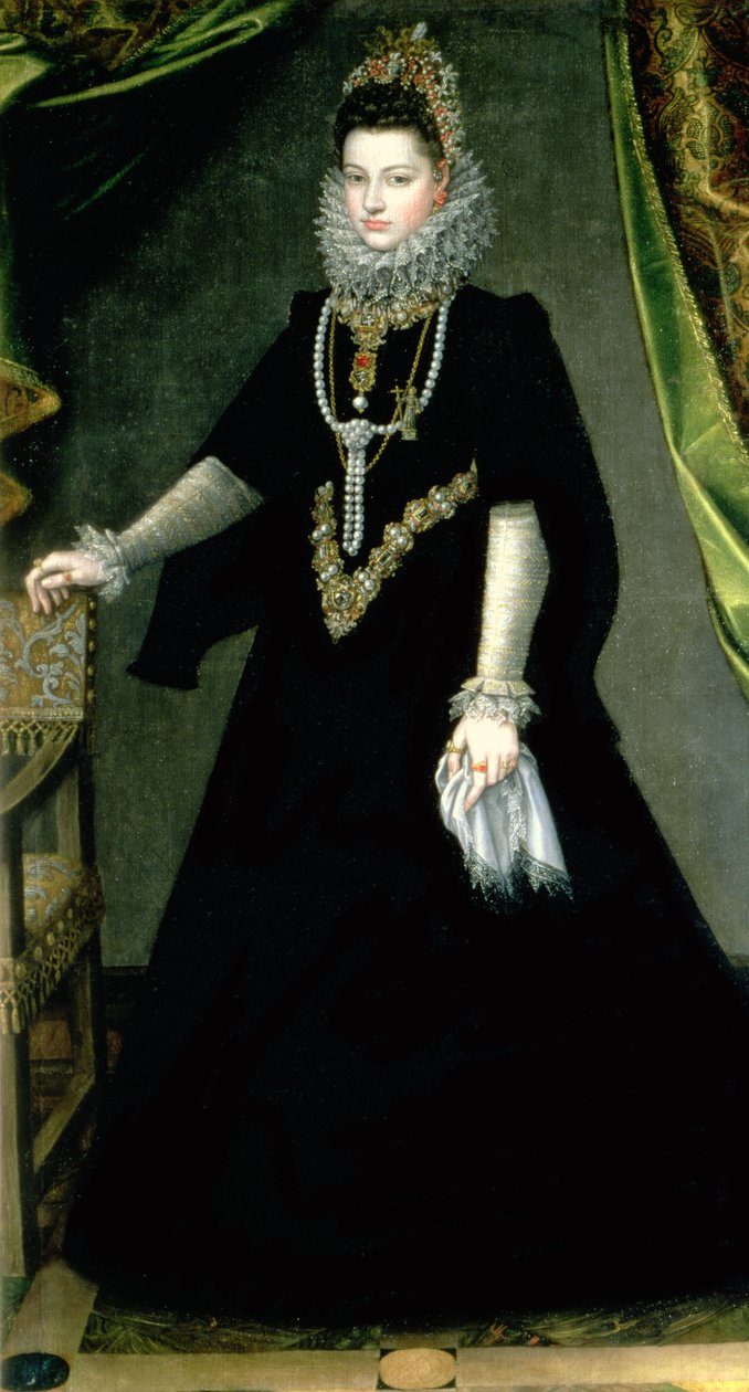 Infanta Isabella Clara Eugenia (1566-1633), dochter van koning Filips II van Spanje (1556-98) en Isabella van Valois (1545-68), 1599 door Sofonisba Anguissola