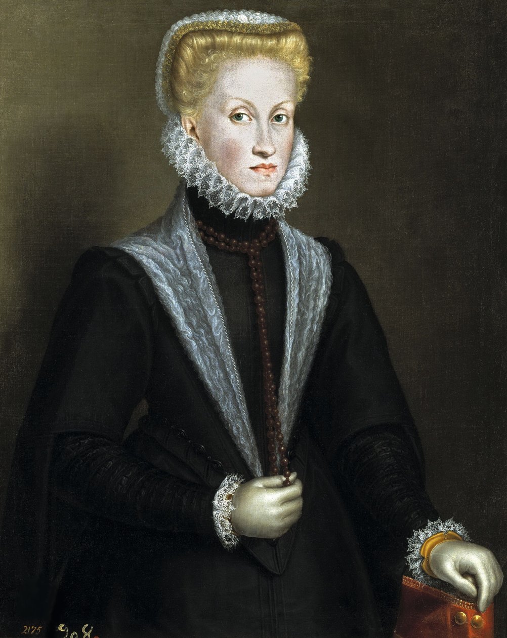 Portret van Anna van Oostenrijk, koningin-gemalin van Spanje en Portugal, 1573 door Sofonisba Anguissola