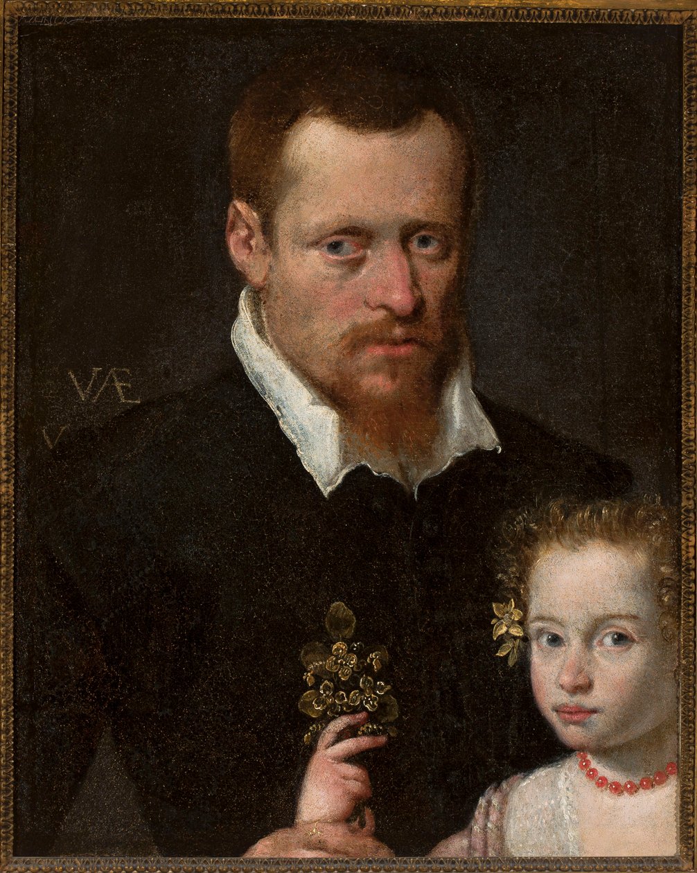 Portret van een man met zijn dochter door Sofonisba Anguissola