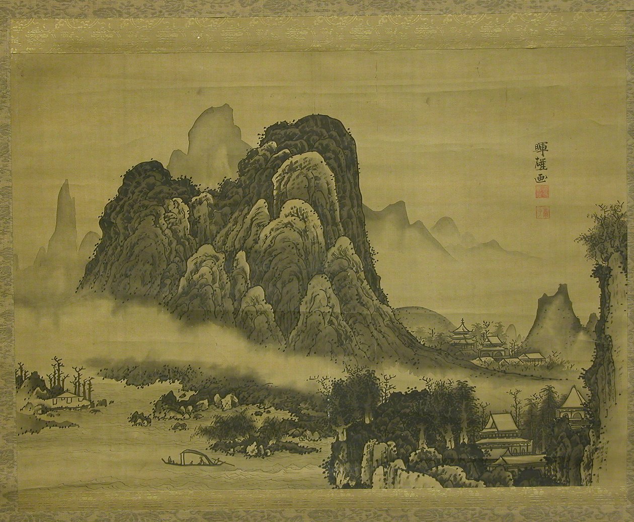 Berglandschap, ca. 1761-63 door Soga Shohaku