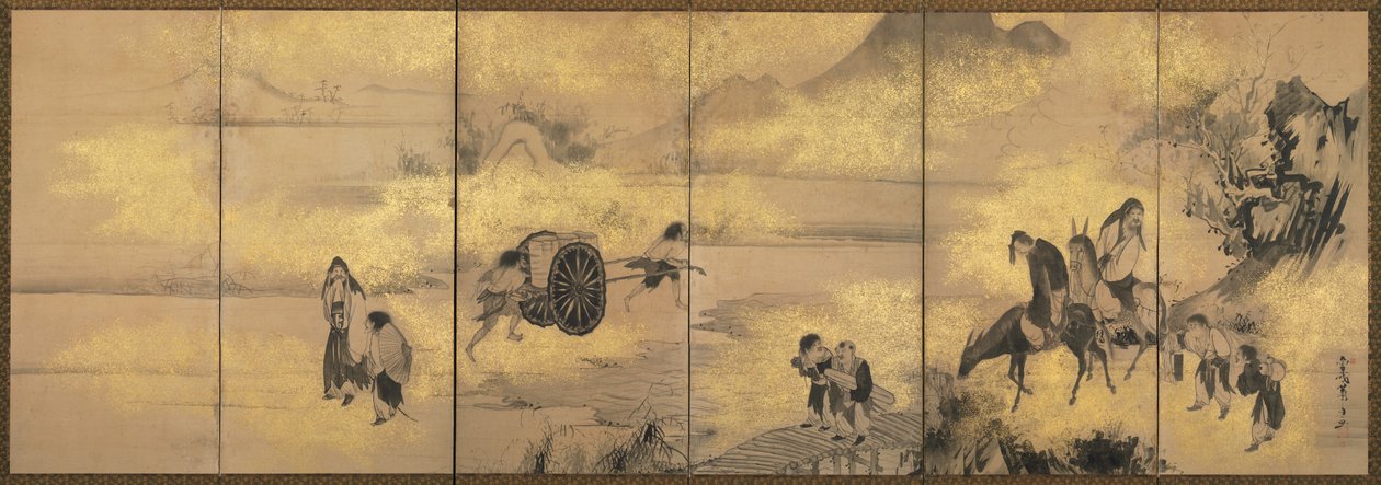 De Acht Onsterfelijken van de Wijnglas door Soga Shohaku