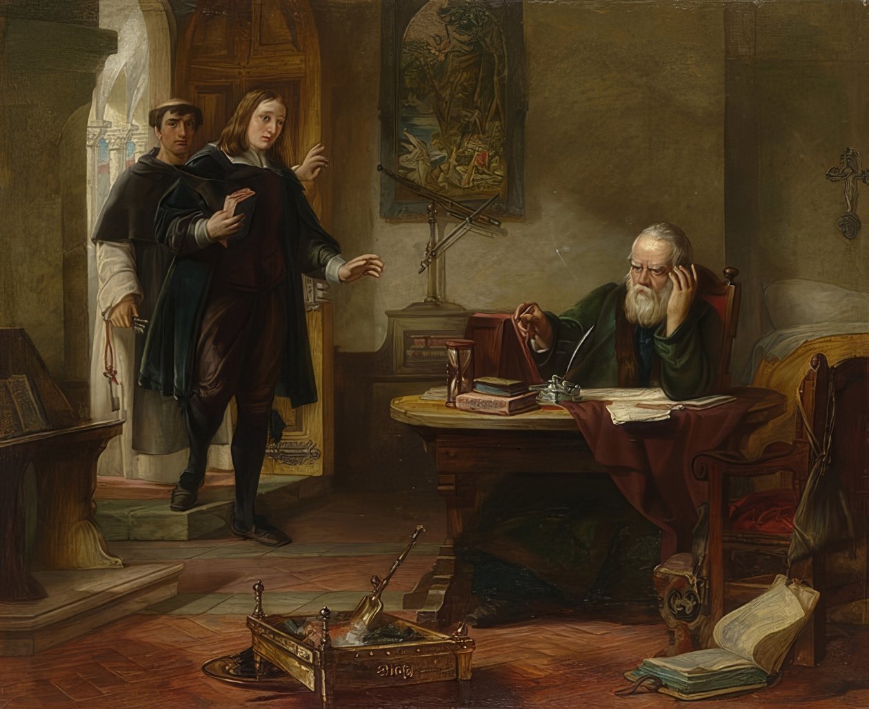 John Milton op bezoek bij Galileo Galilei. 1847 door Solomon Alexander Hart
