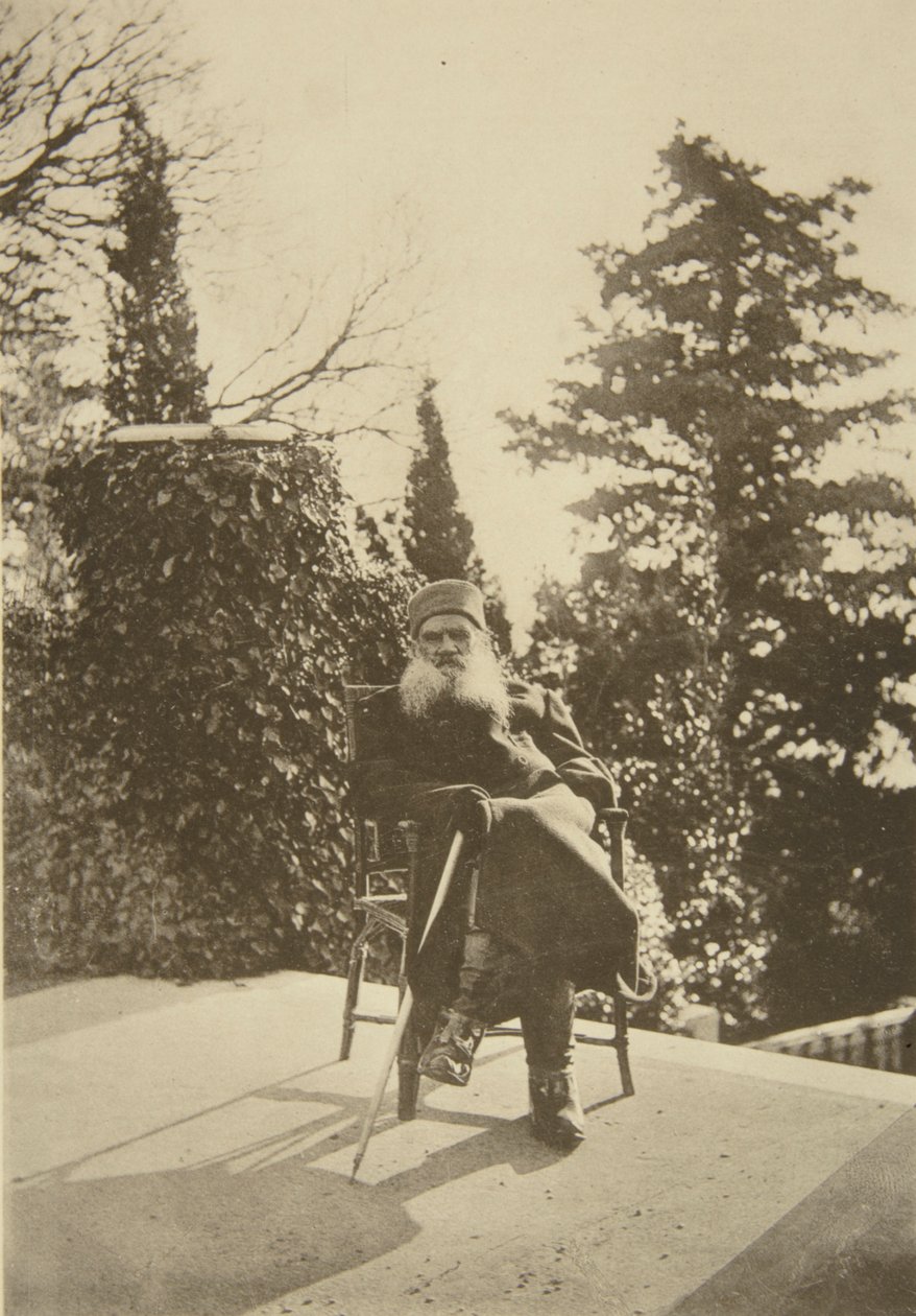 Russische auteur Leo Tolstoy, Gaspra, Krim, Rusland, 1902 door Sophia Andreevna Tolstaya