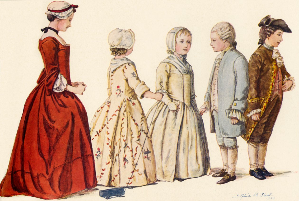 Kinderkleding tijdens de regeerperiodes van koningin Anne, George I, II en III 1702-1790, 1903, 1937 door Sophie B. Steel